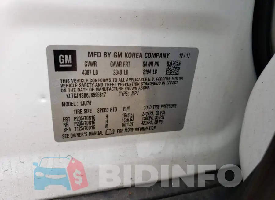 KL7CJNSB6JB595817 Photo# 13