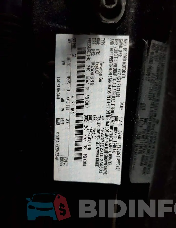 1FADP3E2XGL236503 Photo# 12