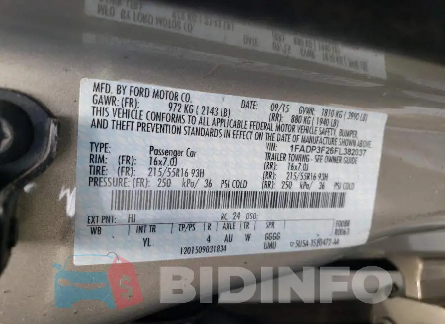 1FADP3F26FL382037 Photo# 10