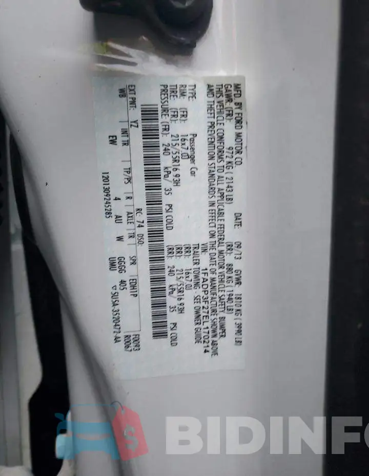 1FADP3F27EL170214 Photo# 12
