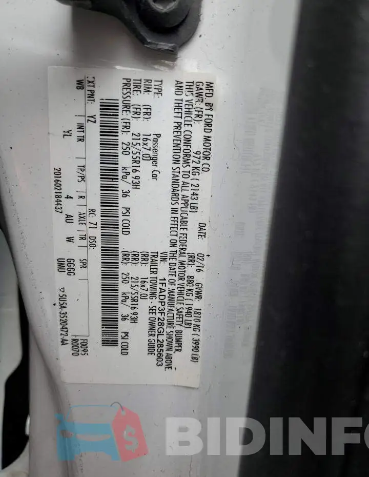 1FADP3F28GL285603 Photo# 12