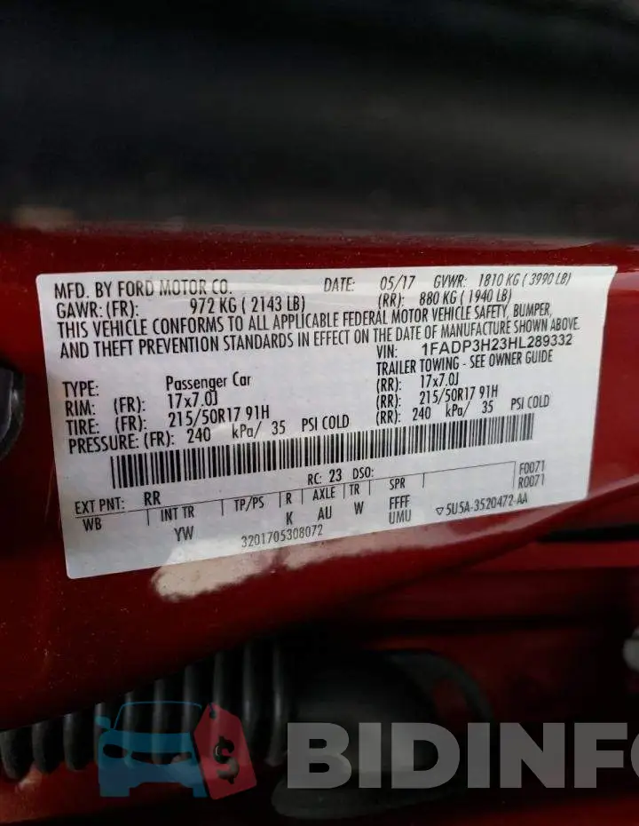 1FADP3H23HL289332 Photo# 12