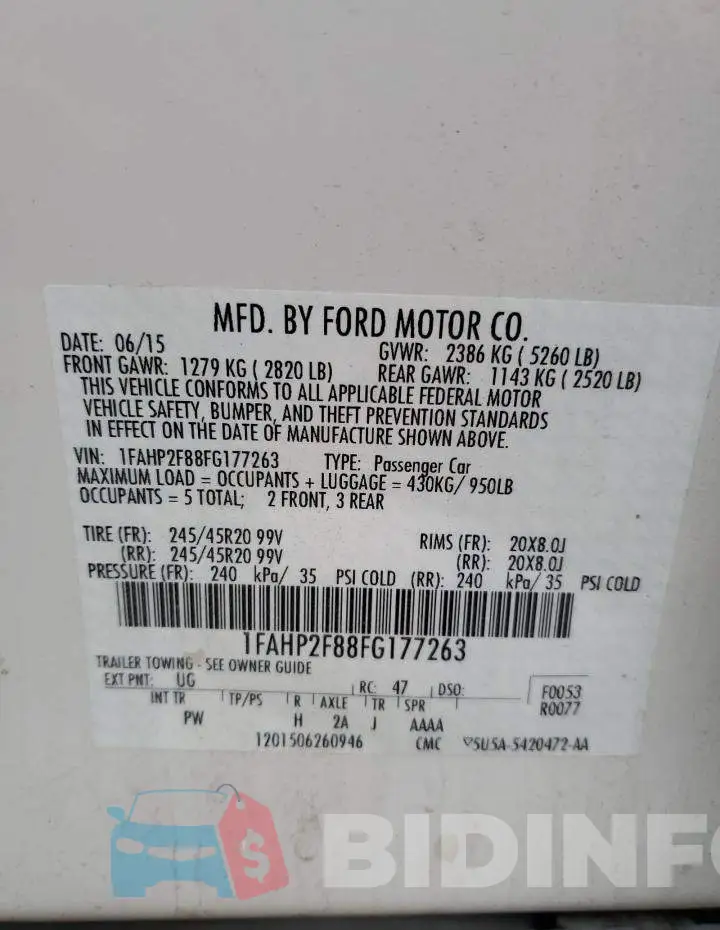 1FAHP2F88FG177263 Photo# 12