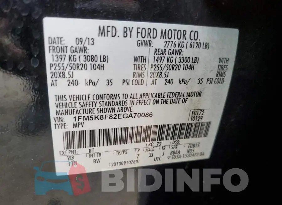 1FM5K8F82EGA70086 Photo# 13