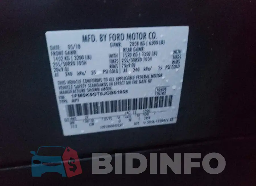 1FM5K8GT6JGB61858 Photo# 13