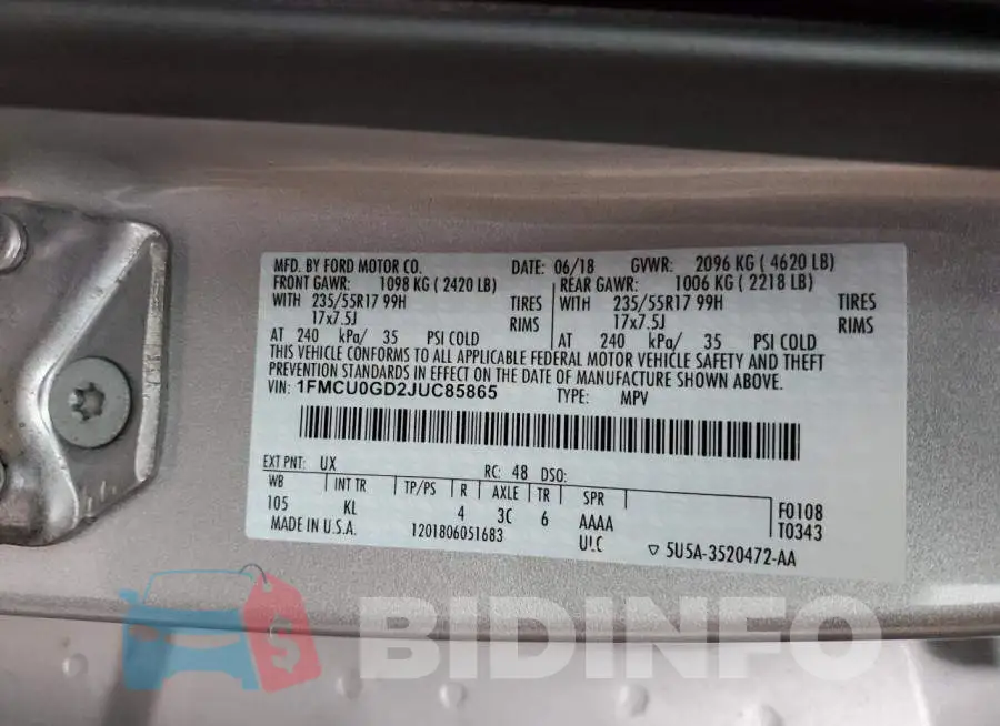 1FMCU0GD2JUC85865 Photo# 12
