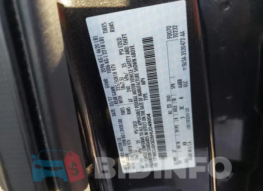 1FMCU0GD5HUD49004 Photo# 12
