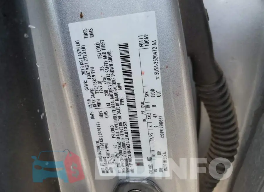 1FMCU9J92LUA81353 Photo# 12