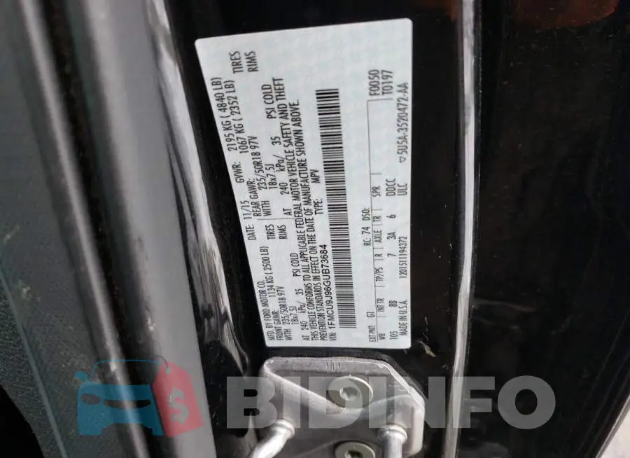 1FMCU9J96GUB73684 Photo# 13