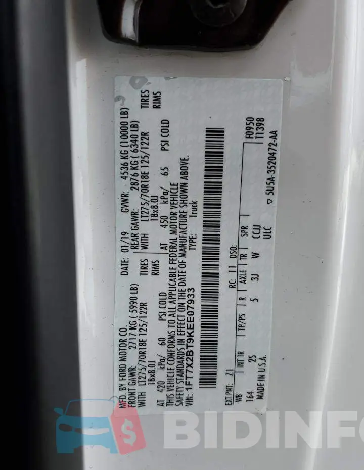 1FT7X2BT9KEE07933 Photo# 13