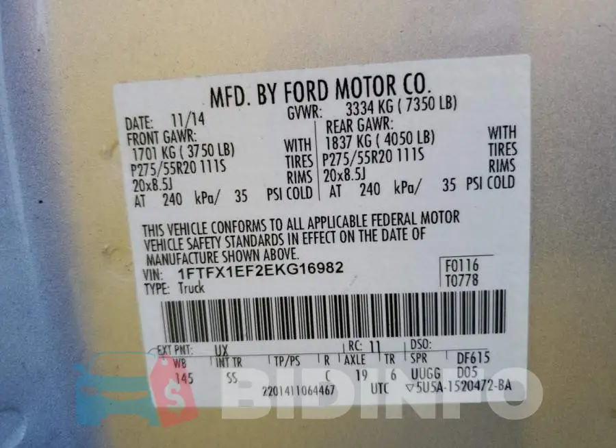 1FTFX1EF2EKG16982 Photo# 12