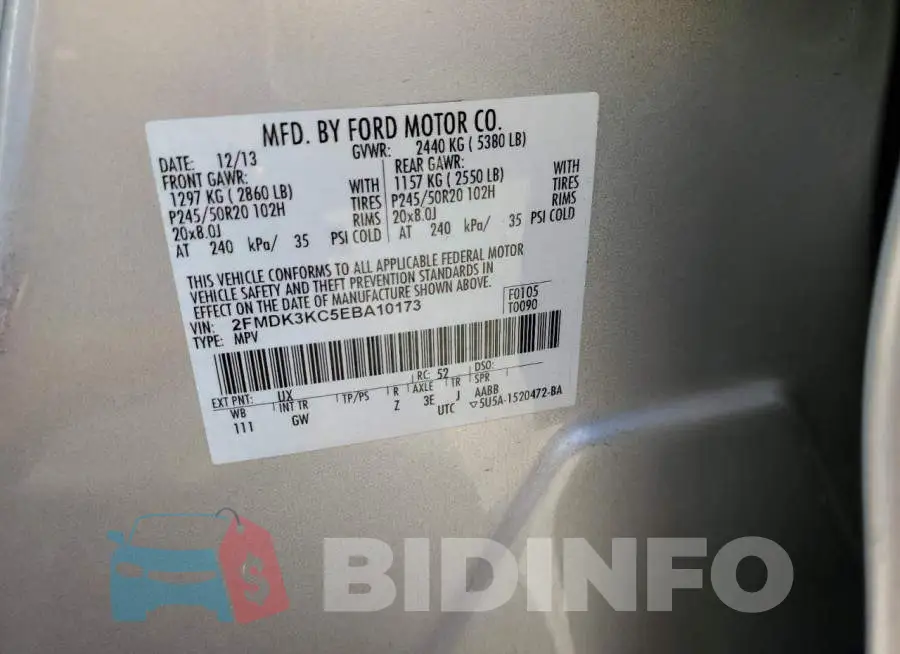 2FMDK3KC5EBA10173 Photo# 13