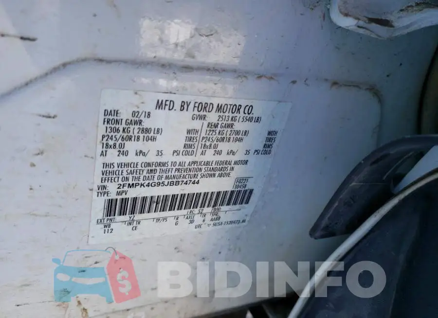 2FMPK4G95JBB74744 Photo# 13