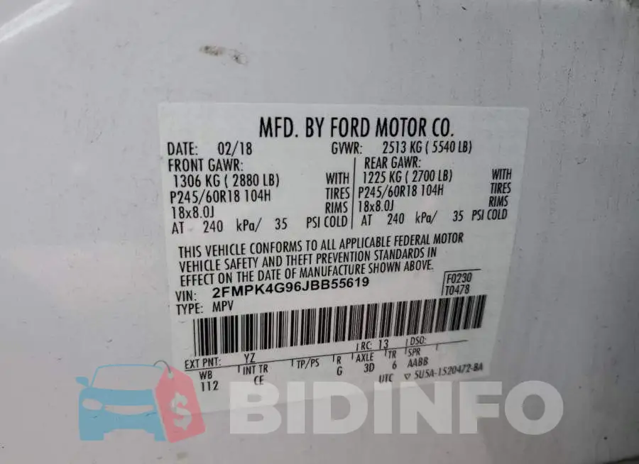 2FMPK4G96JBB55619 Photo# 14