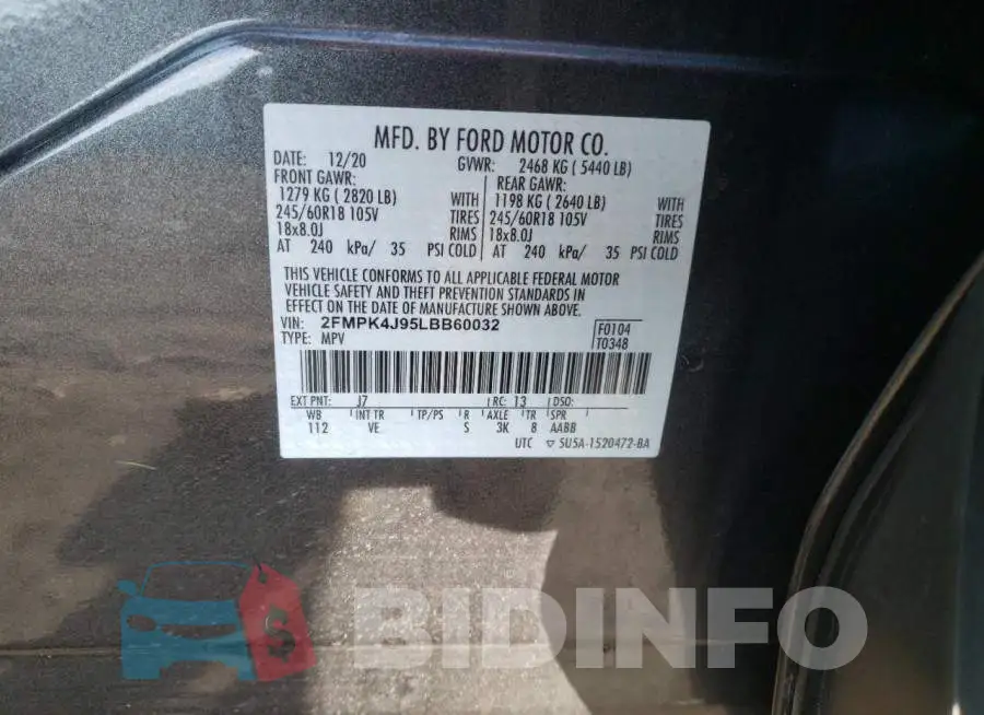 2FMPK4J95LBB60032 Photo# 13