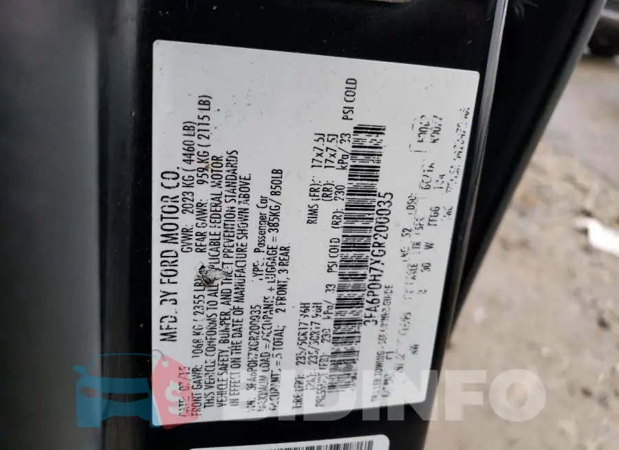 3FA6P0H7XGR200035 Photo# 13