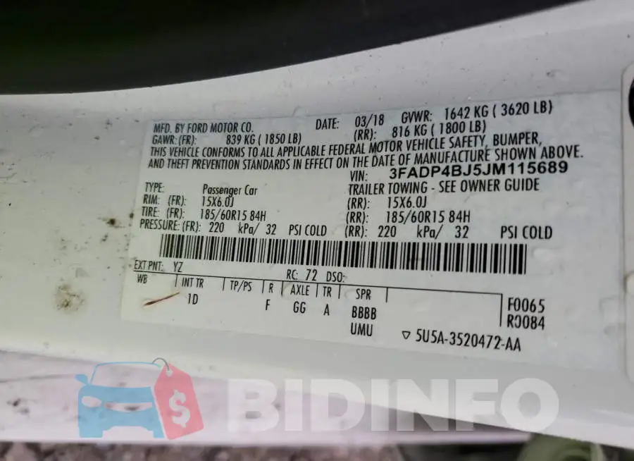 3FADP4BJ5JM115689 Photo# 12