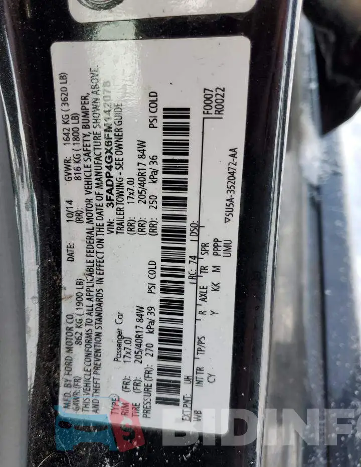 3FADP4GX6FM142078 Photo# 12