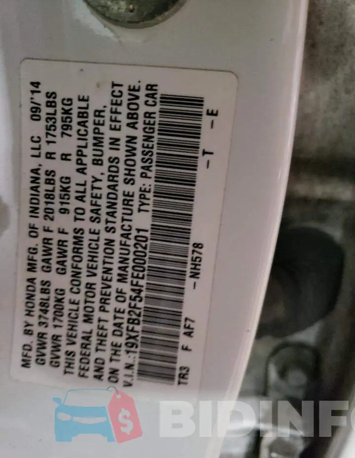 19XFB2F54FE000201 Photo# 13