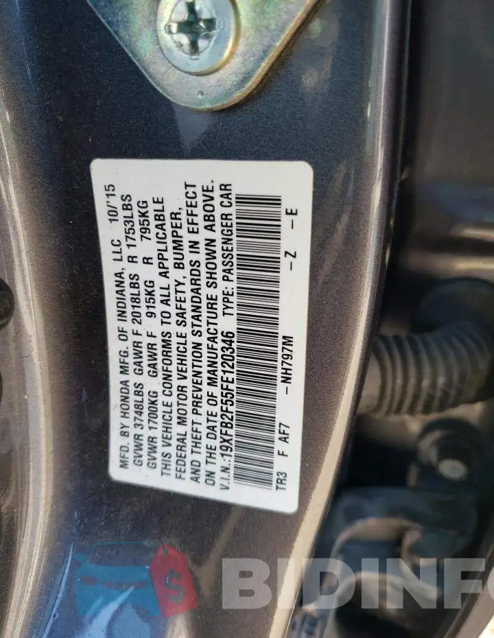 19XFB2F55FE120346 Photo# 12