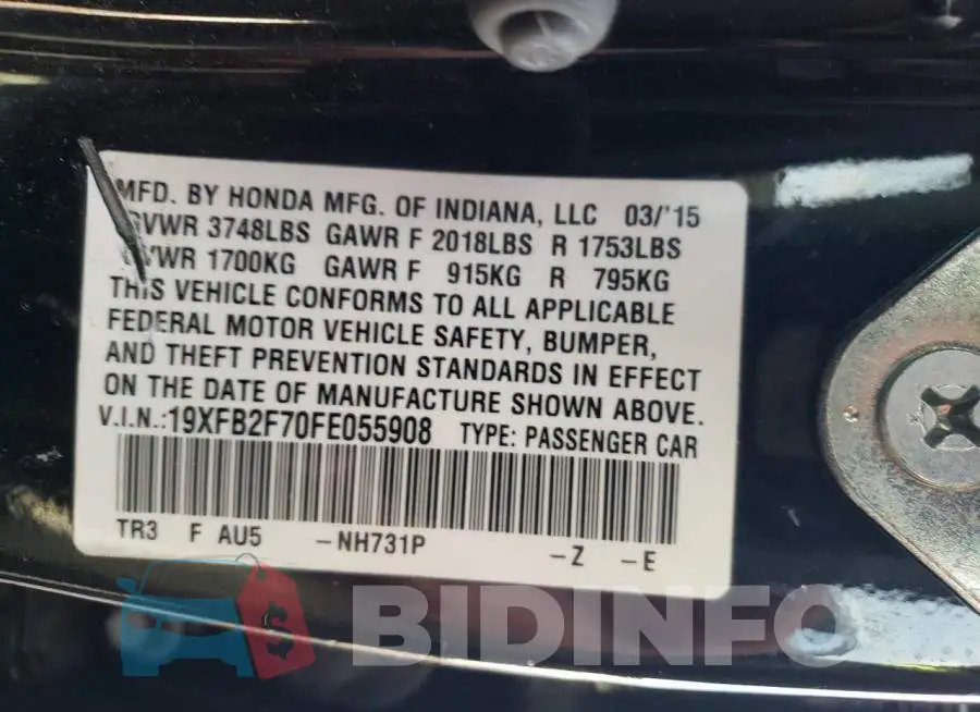 19XFB2F70FE055908 Photo# 13