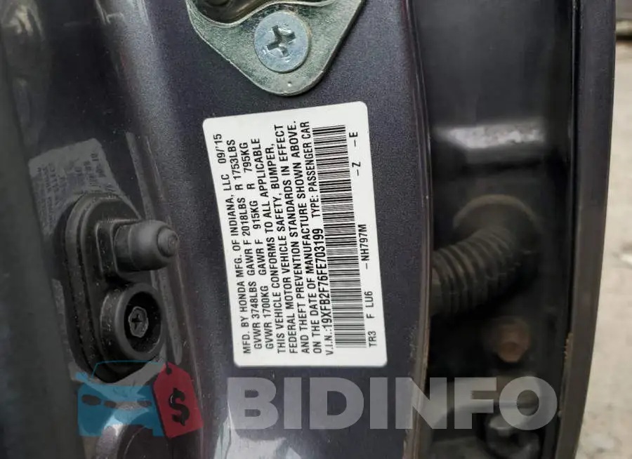 19XFB2F76FE703199 Photo# 12