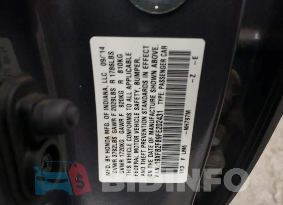 19XFB2F89FE202431 Photo# 10