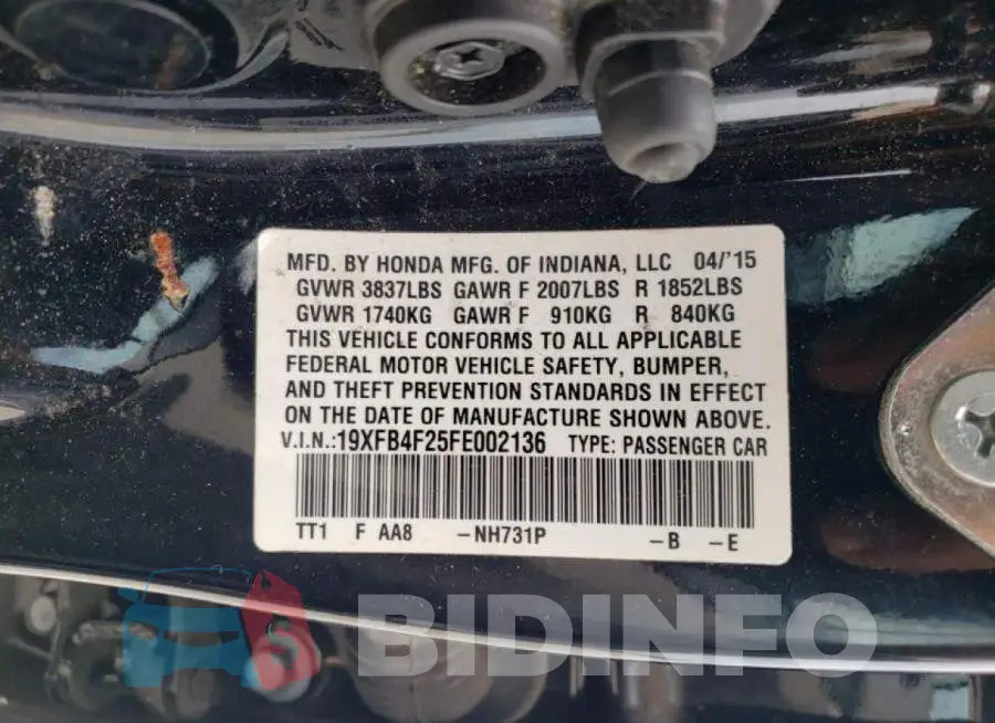 19XFB4F25FE002136 Photo# 10