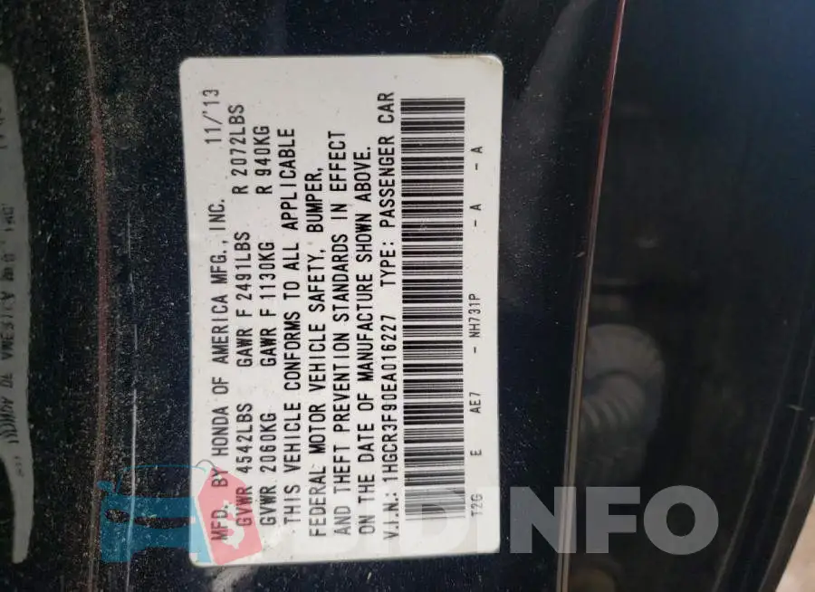 1HGCR3F90EA016227 Photo# 13