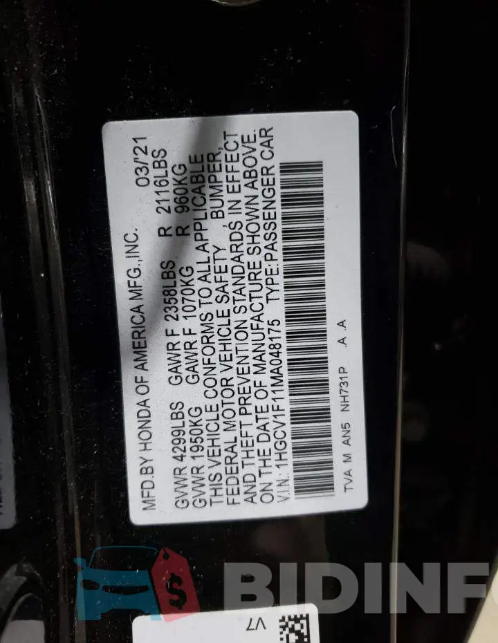 1HGCV1F11MA048175 Photo# 12