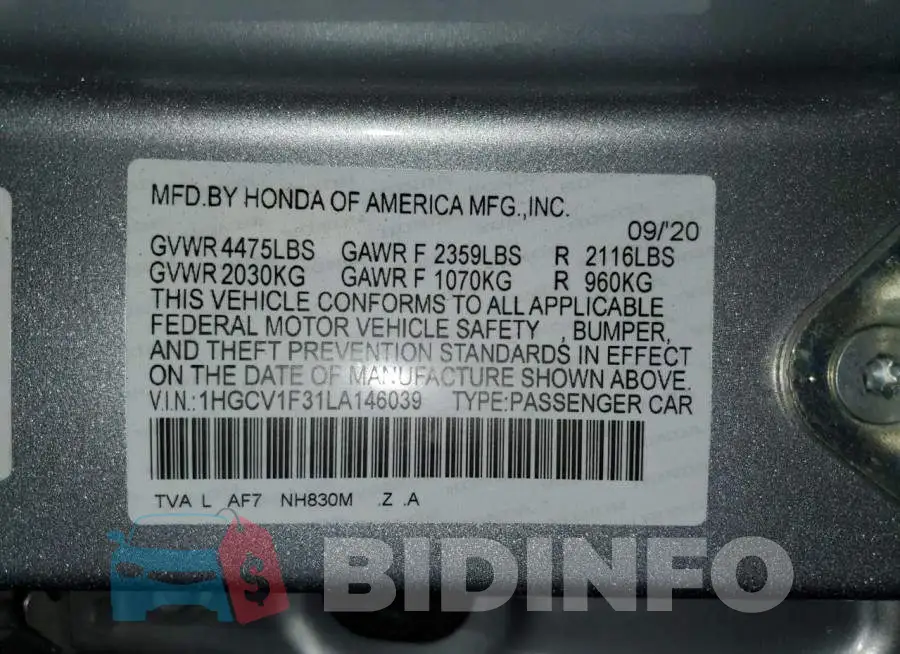 1HGCV1F31LA146039 Photo# 13