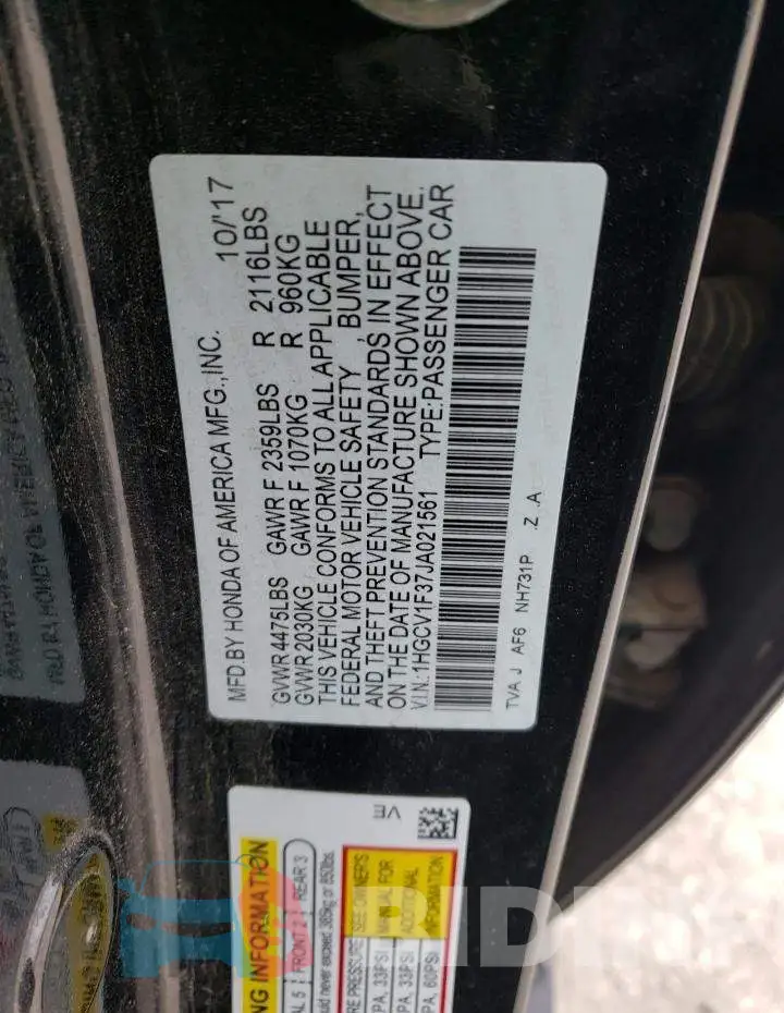 1HGCV1F37JA021561 Photo# 12