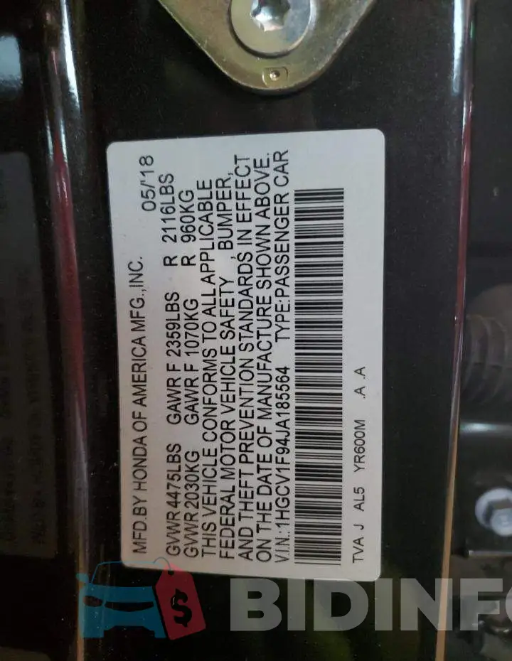1HGCV1F94JA185564 Photo# 13