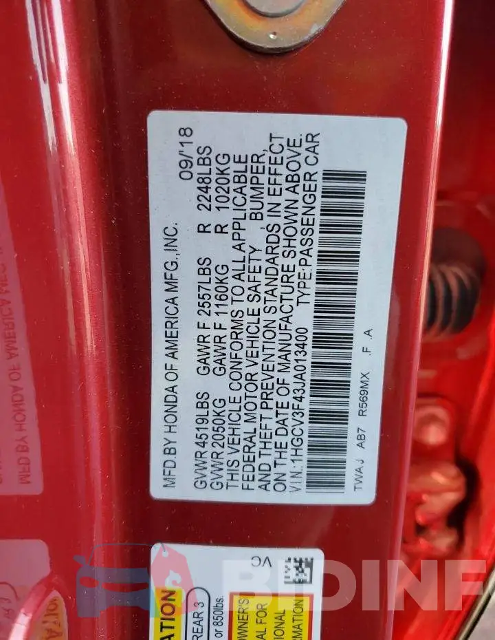 1HGCV3F43JA013400 Photo# 13