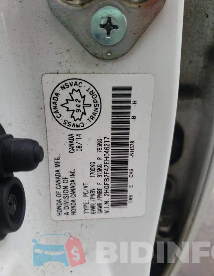 2HGFB2F42EH046217 Photo# 13