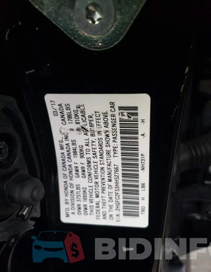 2HGFC2F53HH527667 Photo# 12