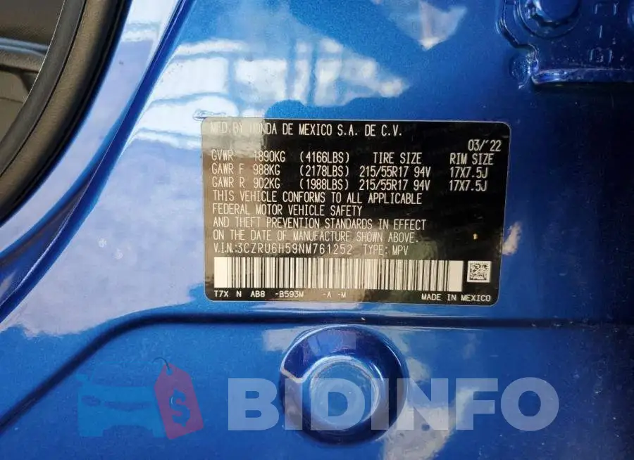 3CZRU6H59NM761252 Photo# 12