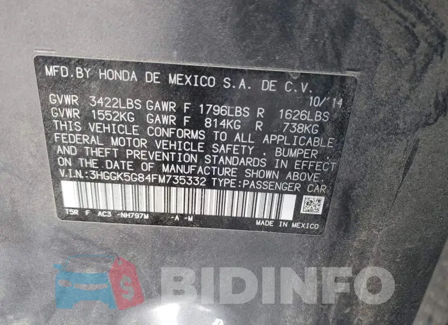 3HGGK5G84FM735332 Photo# 12