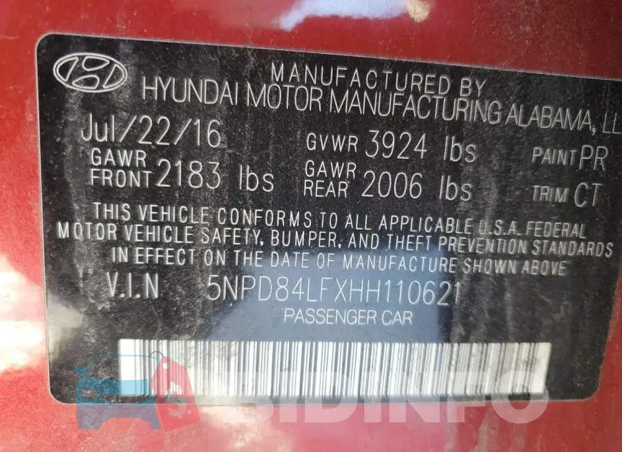 5NPD84LFXHH110621 Photo# 12