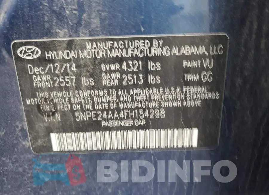 5NPE24AA4FH154298 Photo# 12