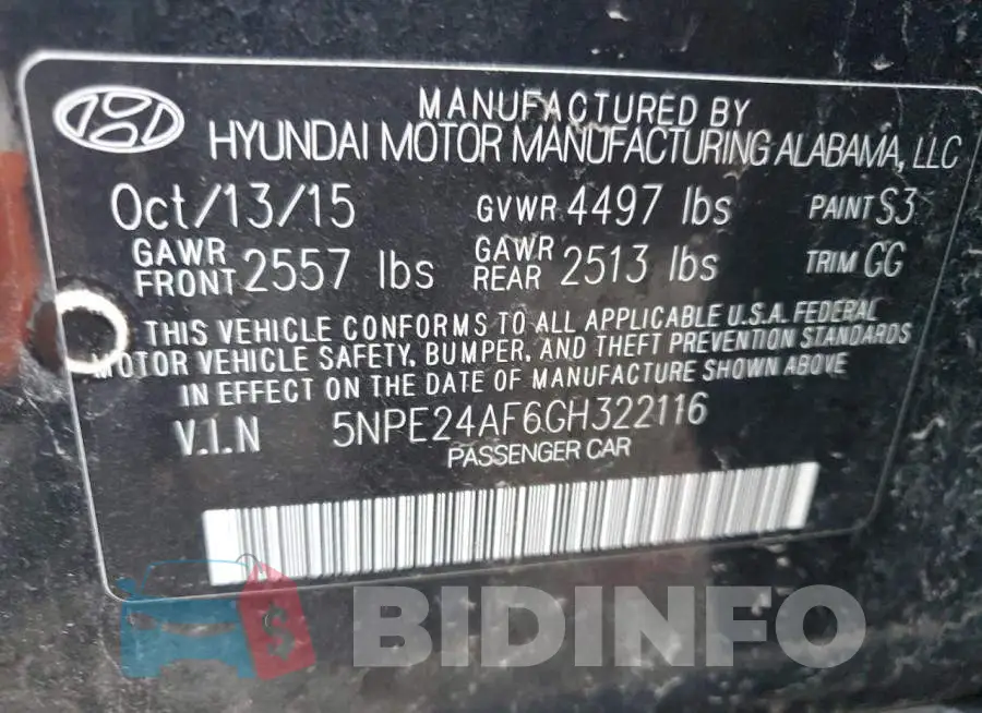 5NPE24AF6GH322116 Photo# 12