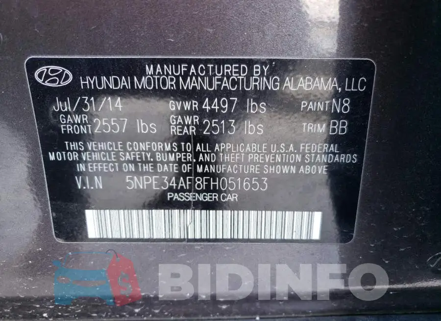5NPE34AF8FH051653 Photo# 12