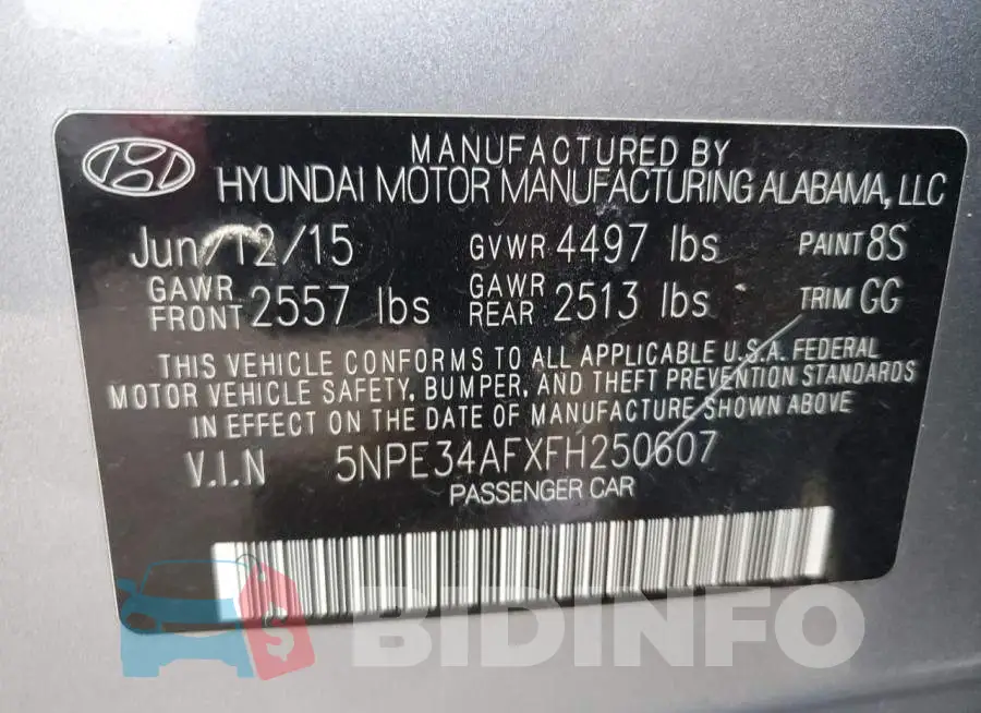 5NPE34AFXFH250607 Photo# 12