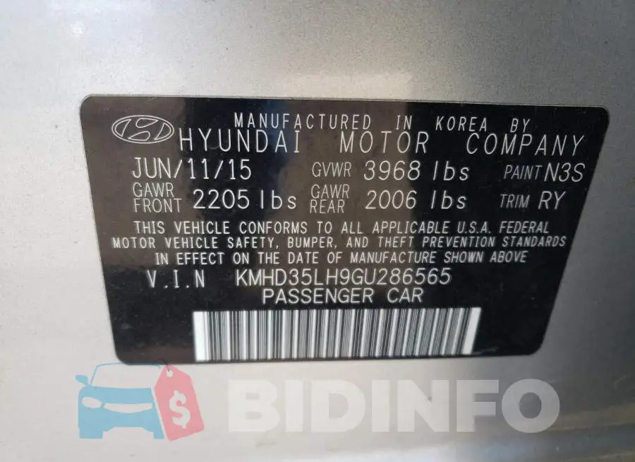 KMHD35LH9GU286565 Photo# 10