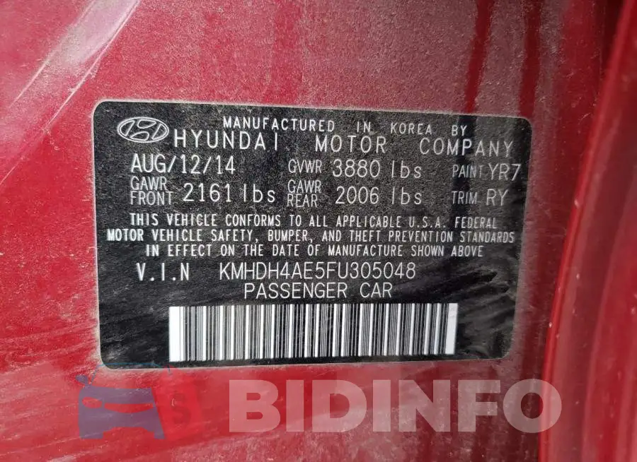 KMHDH4AE5FU305048 Photo# 13