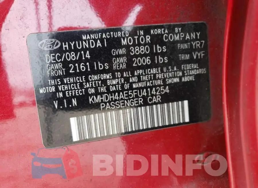 KMHDH4AE5FU414254 Photo# 12