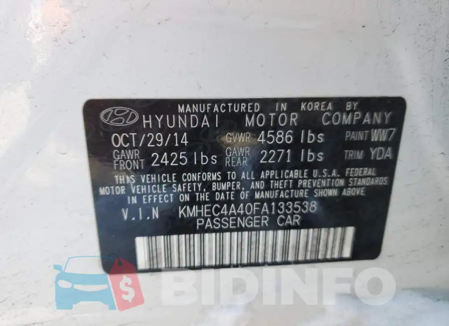 KMHEC4A40FA133538 Photo# 12