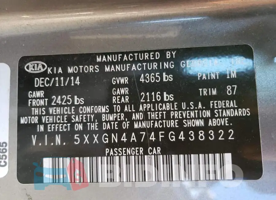 5XXGN4A74FG438322 Photo# 12