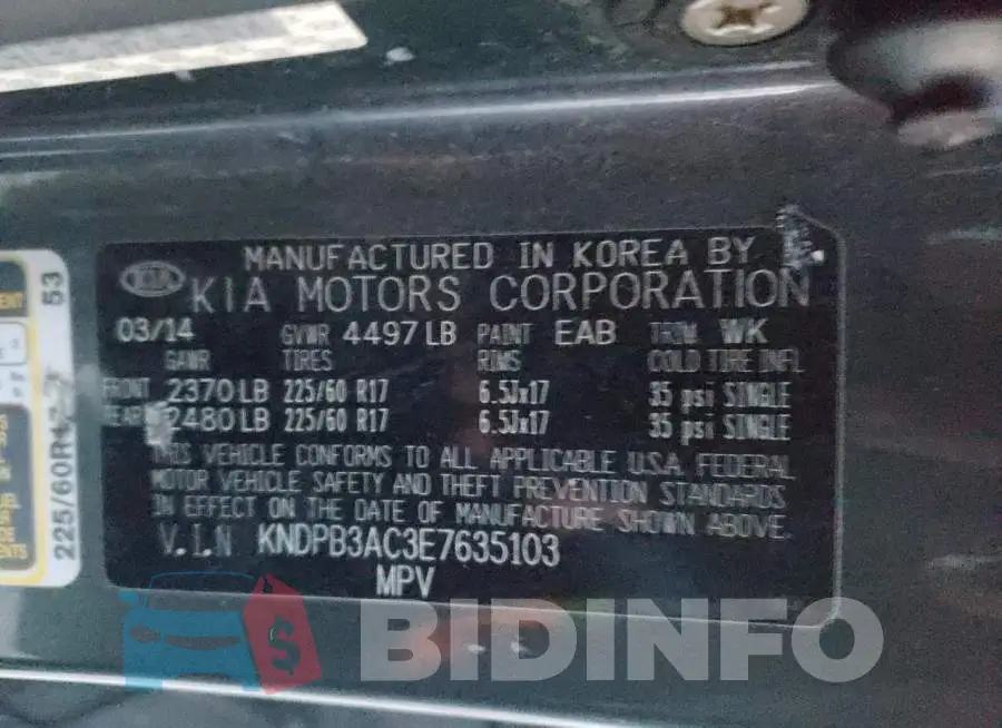 KNDPB3AC3E7635103 Photo# 13