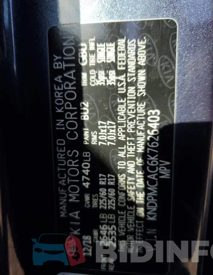 KNDPMCAC6K7626403 Photo# 13